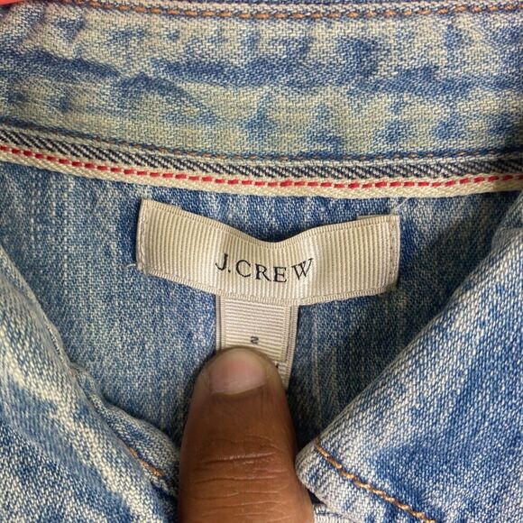 J Crew Shirt Womens 2 Blue Selvedge Pearl Snap Western Cowgirl Denim - Picture 5 of 13